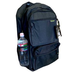 Backpack Black Large Full Zip Side Mesh Pockets Unisex New